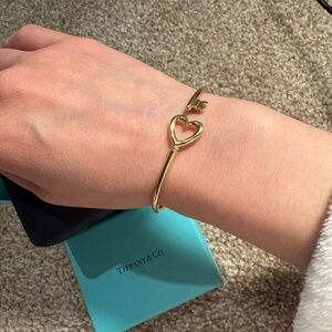 Tiffany & Co. Gold Heart Key Cuff Bracelet